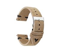 Correa de reloj de piel de ante con costuras artesanales: pulsera unisex retro para hombre y mujer en 18 mm, 20 mm y 22 mm.,Línea Caqui-Negra,24 mm