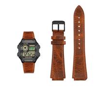 Correa de reloj de piel de vaca retro de 18 mm de liberación rápida compatible con Casio G-Shock A158/A158W/A168/f91w/AE-1200/A159/A169/AE1300(Brown black pin)