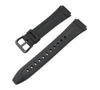 Correa de reloj de resina de caucho compatible con Casio AW-80 AW-82, reloj electrónico, correa negra con extremo convexo, pulsera deportiva for hombre y mujer de 18 mm.(Black black)
