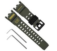 Correa de reloj de resina natural de repuesto para Casio G-Shock Master of G Mudmaster Twin Sensor GWG-1000GB GWG-1000 para hombre, correa de reloj negra (verde negruzco/hebilla negra)