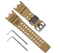 Correa de reloj de resina natural de repuesto para Casio G-Shock Master of G Mudmaster Twin SensorGWG-2000 GWG-2040, correa de reloj negra para hombre (hebilla caqui/plateada)