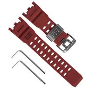 Correa de reloj de resina natural de repuesto para Casio G-Shock Master of G Mudmaster Twin SensorGWG-2000 GWG-2040, correa de reloj negra para hombre (hebilla roja/plateada)