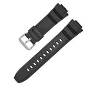 Correa de reloj de resina resistente al agua de silicona TPU de 16mm apta for Casio MCW-100H/110H W-S220 HDD-S100 WV-200 AE-2000/2100(Black S)