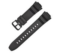 Correa de reloj de resina resistente al agua de silicona TPU de 16mm apta for Casio MCW-100H/110H W-S220 HDD-S100 WV-200 AE-2000/2100(Black B)