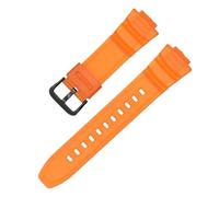 Correa de reloj de resina resistente al agua de silicona TPU de 16mm apta for Casio MCW-100H/110H W-S220 HDD-S100 WV-200 AE-2000/2100(Orange02)