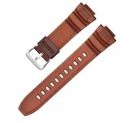 Correa de reloj de resina resistente al agua de silicona TPU de 16mm apta for Casio MCW-100H/110H W-S220 HDD-S100 WV-200 AE-2000/2100(Brown)