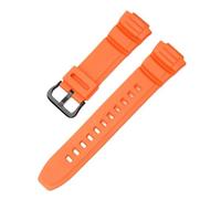 Correa de reloj de resina resistente al agua de silicona TPU de 16mm apta for Casio MCW-100H/110H W-S220 HDD-S100 WV-200 AE-2000/2100(Matte orange02)