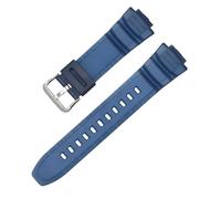 Correa de reloj de resina resistente al agua de silicona TPU de 16mm apta for Casio MCW-100H/110H W-S220 HDD-S100 WV-200 AE-2000/2100(Royal blue)