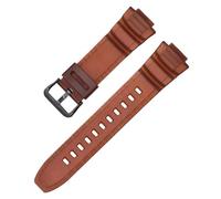 Correa de reloj de resina resistente al agua de silicona TPU de 16mm apta for Casio MCW-100H/110H W-S220 HDD-S100 WV-200 AE-2000/2100(Brown02)