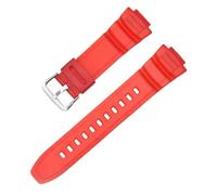 Correa de reloj de resina resistente al agua de silicona TPU de 16mm apta for Casio MCW-100H/110H W-S220 HDD-S100 WV-200 AE-2000/2100(Red)