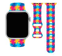 Correa de reloj de rompecabezas degradado de concienciación sobre el autismo de 38 mm, correas azules para IWatch de 40 mm para mujer, compatibles con Apple Watch de 41 mm, correas de goma ajustables