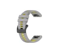 Correa de reloj de silicona 26mm 22mm Compatible con Garmin Fenix 8 7 7X 6X 6 Pro 5 5X Plus/Enduro 2/Tactix7(Grey Yellow,22mm)