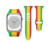 Correa de reloj de silicona con bandera de Malí compatible con Apple Band para iWatch Series de 42 mm y 44 mm, talla única, Silicona, No es una piedra preciosa