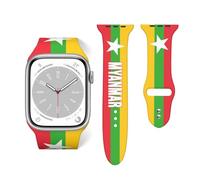 Correa de reloj de silicona con bandera de Myanmar compatible con Apple Band para iWatch Series de 42 mm y 44 mm, talla única, Silicona, No es una piedra preciosa