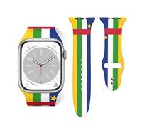 Correa de reloj de silicona con bandera de República Centroafricana compatible con Apple Band para iWatch Series 42mm 44mm, talla única, Silicona, No es una piedra preciosa