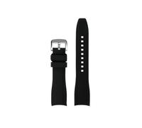 Correa de reloj de silicona con extremo curvado de 22mm, Compatible con Mido New Multifort TV M049.526, pulsera con hebilla plegable for hombre(Black silver pin buckle)