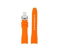 Correa de reloj de silicona con extremo curvado de 22mm, Compatible con Mido New Multifort TV M049.526, pulsera con hebilla plegable for hombre(Orange silver Folding)