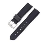 Correa de reloj de silicona de 18 mm, 20 mm, 22 mm, 24 mm y 26 mm, correa de reloj de goma for hombre, pulsera inteligente deportiva universal(Black-Silver,22mm)