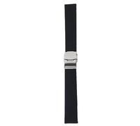 Correa de Reloj de Silicona de 20mm con Cierre Plegable | Negro, Mecanismo de Liberación Rápida y Hebilla de Acero Inoxidable, Recambio para Deportes y Relojes de Buceo