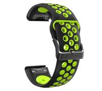Correa de reloj de silicona de 22/26 mm, resistente al agua y al polvo, de liberación rápida, compatible con Garmin Fenix 6X/6 Pro/5X/5 Plus/7X/7/Instinct 2X Solar.(Green black,22mm)