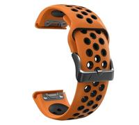 Correa de reloj de silicona de 22/26 mm, resistente al agua y al polvo, de liberación rápida, compatible con Garmin Fenix 6X/6 Pro/5X/5 Plus/7X/7/Instinct 2X Solar.(Black orange,26mm)