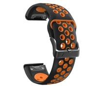 Correa de reloj de silicona de 22/26 mm, resistente al agua y al polvo, de liberación rápida, compatible con Garmin Fenix 6X/6 Pro/5X/5 Plus/7X/7/Instinct 2X Solar.(Orange Black,22mm)