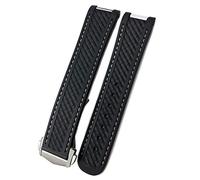 Correa de reloj de silicona de goma de 20 mm para Omega 300 AT150 Aqua Terra Ultra Light 8900 BANDA DE VISTA DE HEDERA DE ACERO DE ACERO (Color: negro 1 redondo, tamaño: 20 mm) Interesting life