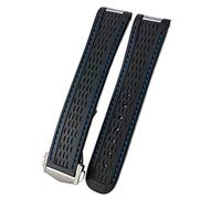 Correa de reloj de silicona de goma de 20 mm para sujetar con omega costoso 300 AT150 Aqua Terra Ultra Light 8900 BANDA DE VISTA DE ASCURIMA DE ACERO DE ACERO (Color: azul blanco 2 puntiaguda,