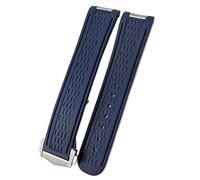 Correa de reloj de silicona de goma de 20 mm para sujetar con omega costoso 300 AT150 Aqua Terra Ultra Light 8900 BANDA DE VISTA DE ASCURIMA DE ACERO DE ACERO (Color: azul blanco 2 puntiaguda,