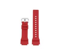 Correa de reloj de silicona de resina de 18mm Compatible con Casio WS-1400H WS1300 WS-1500 W-737H AE-1500(Red-Silver)