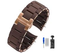 Correa de Reloj de Silicona, for Armani Ar5920 5919 5859 5867 Acero Revestido de Caucho Blanco Hombres Mujeres Correa de Reloj Accesorios 20mm23mm Pulsera (Color : Brown-Rose Gold, Size : 20mm)