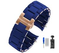 Correa de Reloj de Silicona, for Armani Ar5920 5919 5859 5867 Acero Revestido de Caucho Blanco Hombres Mujeres Correa de Reloj Accesorios 20mm23mm Pulsera (Color : Blue-Rose Gold, Size : 20mm)