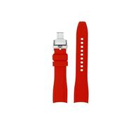 Correa de reloj de silicona suave con extremo curvado for hombre, 22mm, Compatible con Mido New Multifort TV M049.526 M049, correa de repuesto con hebilla de Metal(Red silver Folding)