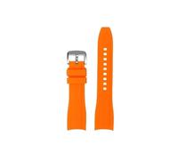 Correa de reloj de silicona suave con extremo curvado for hombre, 22mm, Compatible con Mido New Multifort TV M049.526 M049, correa de repuesto con hebilla de Metal(Orange silver pin)