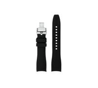 Correa de reloj de silicona suave con extremo curvado for hombre, 22mm, Compatible con Mido New Multifort TV M049.526 M049, correa de repuesto con hebilla de Metal(Black silver folding)