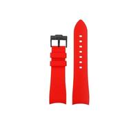 Correa de reloj de silicona suave curvada de 22mm, Compatible con Casio Edifice Racing ECB-900DB.(Red Black)