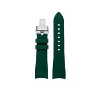 Correa de reloj de silicona suave curvada for hombre de 22mm, Compatible con Casio Edifice Racing ECB-900DB.(A-Green Silver)