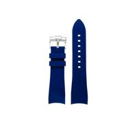 Correa de reloj de silicona suave curvada for hombre de 22mm, Compatible con Casio Edifice Racing ECB-900DB.(Blue Silver)