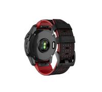 Correa de reloj de silicona y cuero de 26mm 22mm compatible con Garmin TACTIX/DELTA/Enduro/Fenix 7X 7 6X 6 5 5X Plus/Epix Pro Gen 2(Black Red,22mm)