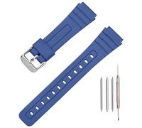 Correa de reloj de TPU compatible con Casio F-91W/F-84/F-94/F-105/F-108/A-158/A-168 para hombres y mujeres de 18 mm, azul oscuro/hebilla plateada, Talla única