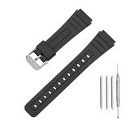 Correa de reloj de TPU de 18 mm compatible con Casio F-91W/F-84/F-94/F-105/F-108/A-158 para hombre y mujer (hebilla plateada)