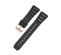 Correa de reloj de TPU suave de 20 mm compatible con for Casio CA-53W, CA-61W, FT-100W, W-520U y W-720G.(Black-rose gold)