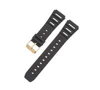 Correa de reloj de TPU suave de 20 mm compatible con for Casio CA-53W, CA-61W, FT-100W, W-520U y W-720G.(Black-gold)