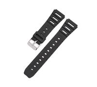 Correa de reloj de TPU suave de 20 mm compatible con for Casio CA-53W, CA-61W, FT-100W, W-520U y W-720G.(Black-Silver)