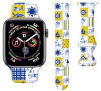 Correa de reloj deportiva compatible con Apple Watch Band de 1.496 pulgadas, 1.575 pulgadas, 1.614 pulgadas, correa deportiva de silicona suave con estampado floral, correas de repuesto para iWatch