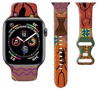Correa de reloj deportiva compatible con Apple Watch Band de 1.496 pulgadas, 1.575 pulgadas, 1.614 pulgadas, correa deportiva de silicona suave con estampado floral, correas de repuesto para iWatch