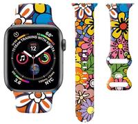 Correa de reloj deportiva compatible con Apple Watch Band de 1.496 pulgadas, 1.575 pulgadas, 1.614 pulgadas, correa deportiva de silicona suave con estampado floral, correas de repuesto para iWatch