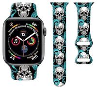Correa de reloj deportiva compatible con Apple Watch Band de 1.496 pulgadas, 1.575 pulgadas, 1.614 pulgadas, correa deportiva de silicona suave con estampado floral, correas de repuesto para iWatch