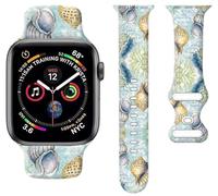 Correa de reloj deportiva compatible con Apple Watch Band de 1.496 pulgadas, 1.575 pulgadas, 1.614 pulgadas, correa deportiva de silicona suave con estampado floral, correas de repuesto para iWatch