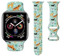 Correa de reloj deportiva compatible con Apple Watch Band de 1.496 pulgadas, 1.575 pulgadas, 1.614 pulgadas, correa deportiva de silicona suave con estampado floral, correas de repuesto para iWatch